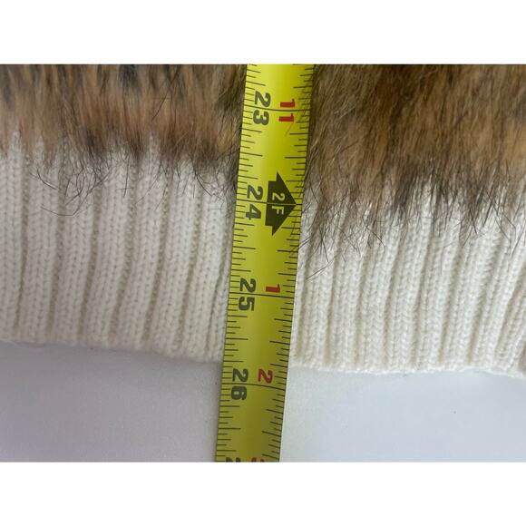 MICHAEL KORS Ivory Sweater Vest Ribbed Knit Faux Fur Size: P/L - Picture 6 of 8